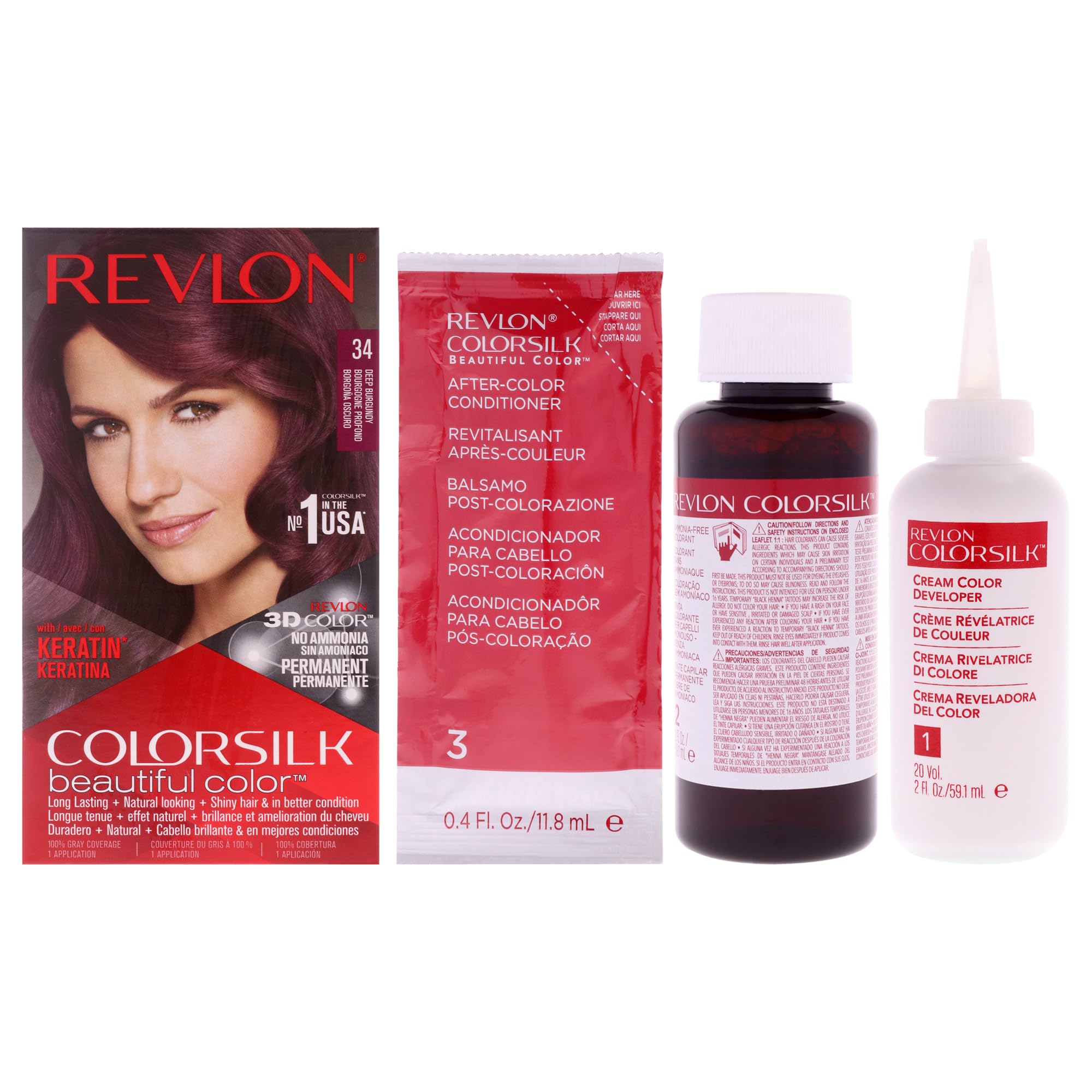 Revlon Colorsilk Beautiful Color for Unisex, 34 Deep Burgundy