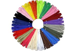 YZSFIRM YZSIFRM Bulk Nylon Zippers for Sewing: 10 Pcs/80 Pcs Purses Zipper - Assorted Colors Zipper for Crafts (01 20 Mix Color, 8 inch/20.3cm)