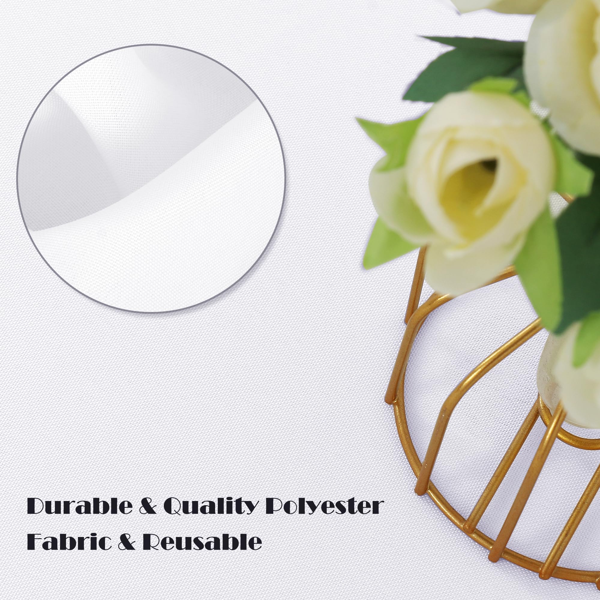 sancua 6 Pack Round Tablecloth 90 Inch White, Stain and Wrinkle Resistant Table Cloth - Washable Polyester Table Cover for Dining Tables, Buffet Parties and Camping