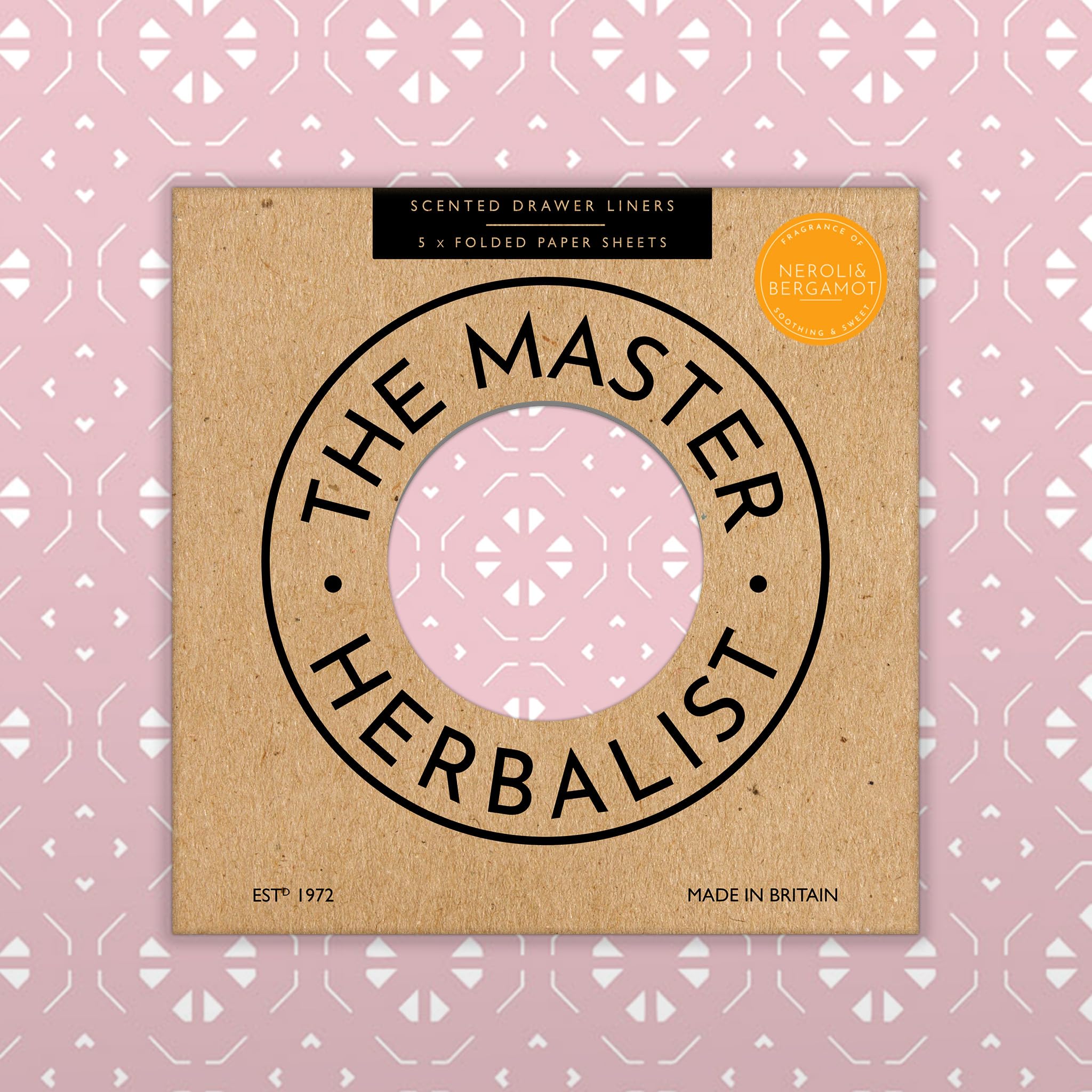 The Master Herbalist Fragrant Scented Drawer Liners (Folded) | Pack of 5 Sheets | Contains Essential Oils | Made in The UK (Helebore Pink | Neroli & Bergamot)