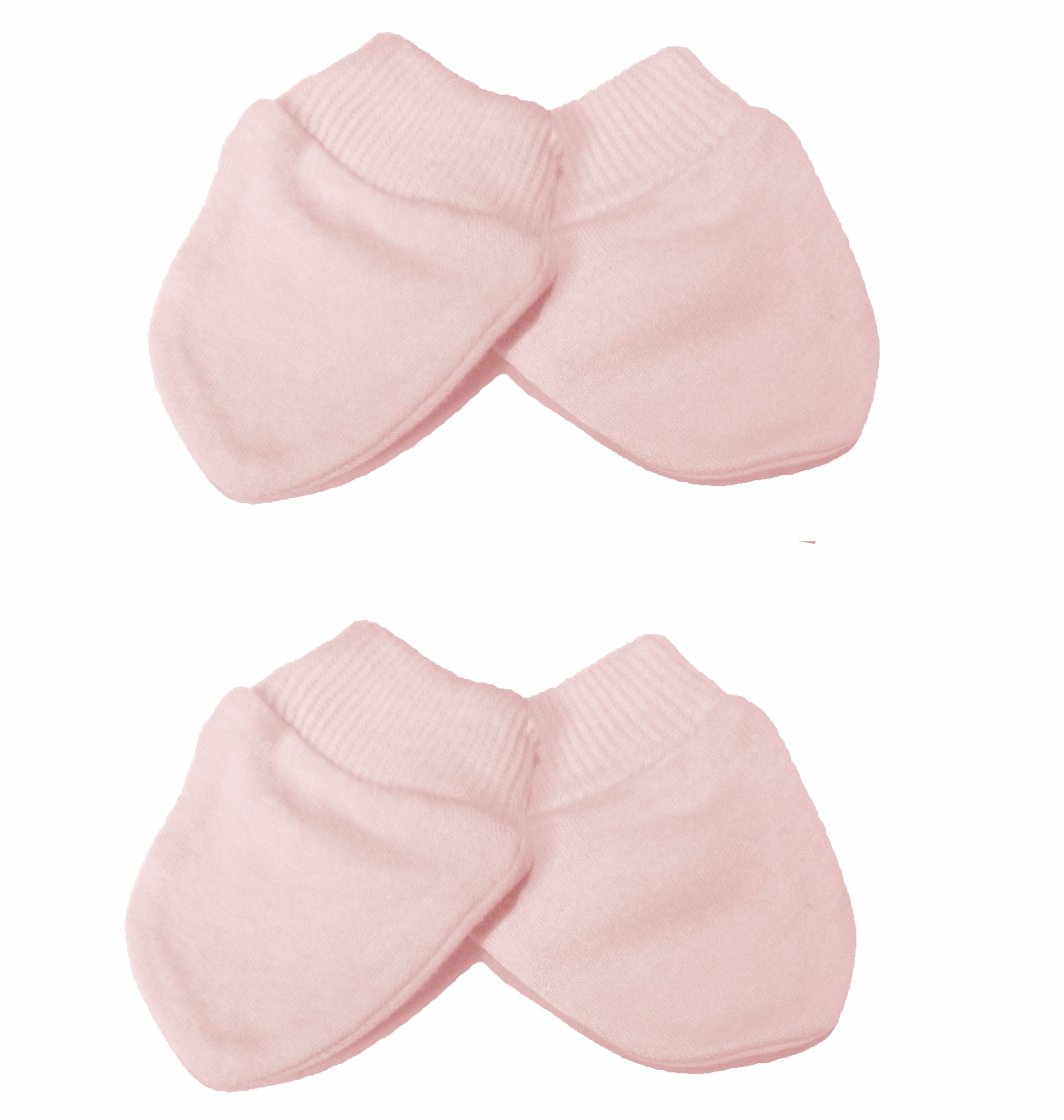 Newborn 2 Pairs of Scratch Mitts/Mittens - 100% Cotton Baby Pink