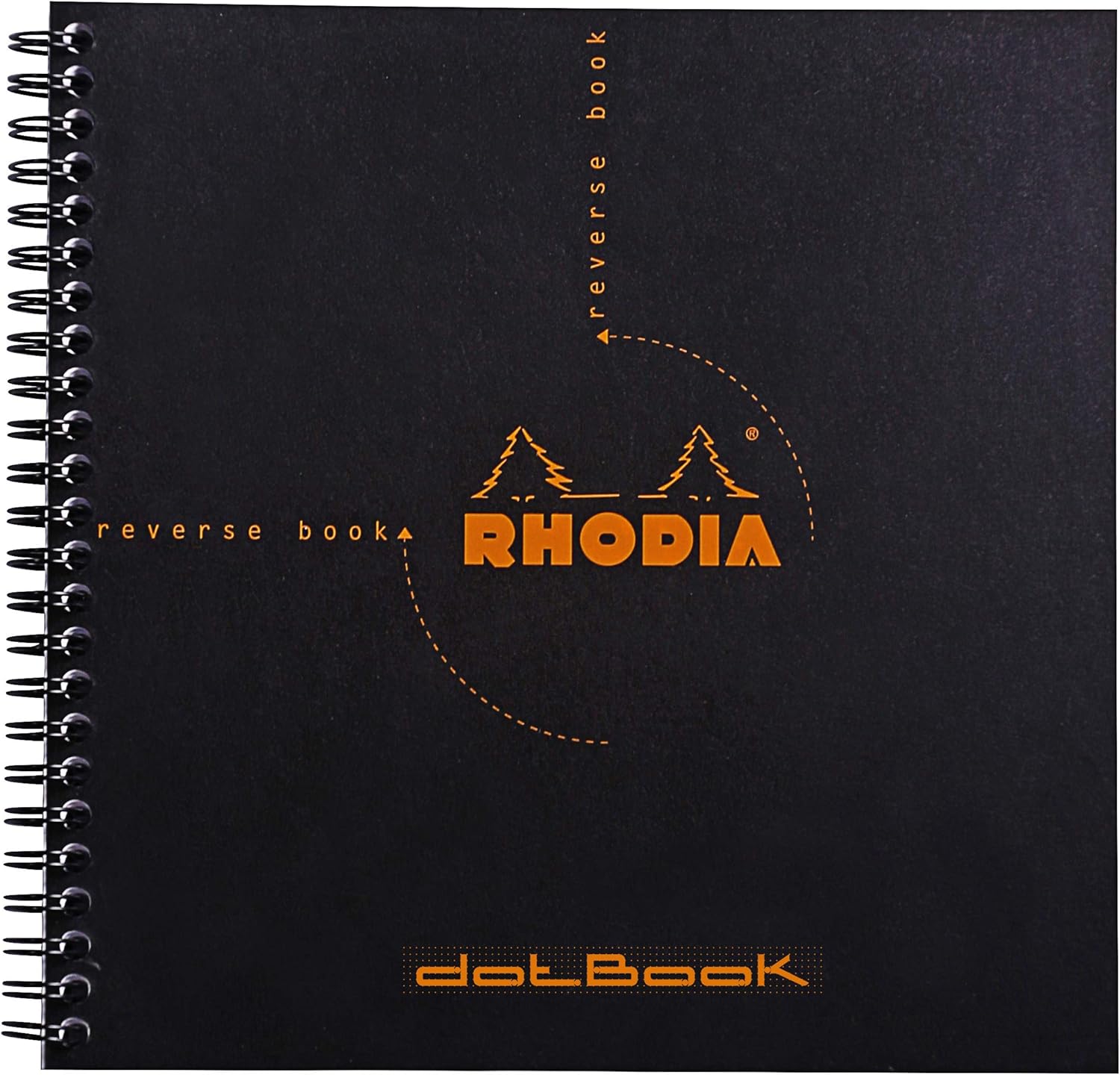 RHODIA 193639C, Spiral Notebook (Full Binding) Reverse Book Black, 21x21 cm, Dotted Dot, 160 Detachable Pages
