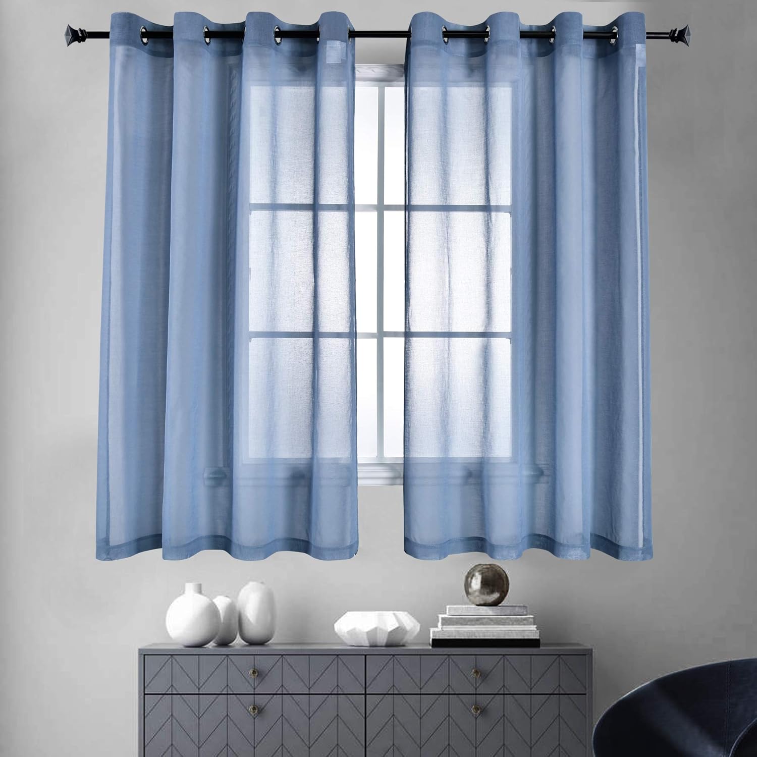 Amazon Com Huto Grommet Sheer Curtains 63 Inches Length For