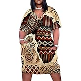 Plus Size Tshirt Dresses for Curvy Women African Attire Dress Midi T Shirt Sundress Oversized Dresses with Pocket