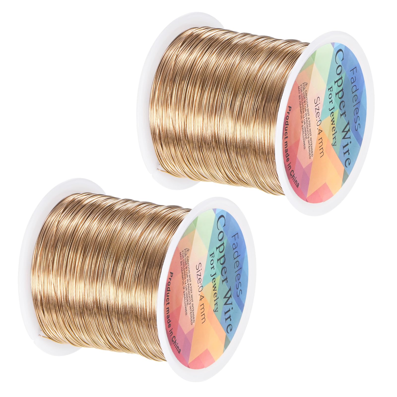 M METERXITY 2-Rolls 0.4mm Jewelry Wire, 26 Gauge 328FT Craft Wire Copper Beading Wire for Jewelry Making/Planting/Weaving/DIY Crafting, Soft Metal Wires [100M, Champagne Gold]