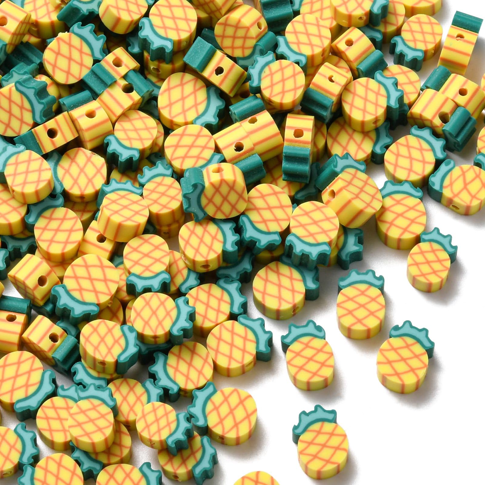 Photo 1 of KitBeads 380pcs Polymer Clay Pineapple Beads Summer Yellow Fruit Beads Handemade Tropical Fruit Pineapple Beads for Jewelry Making Bracelets Bulk