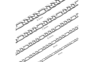 SANNYRA Figaro Mens Chain Necklaces - Stainless Steel Chain Necklace Men - 24K Gold Chain for Boys Silver Chain Jewelry for Men Women