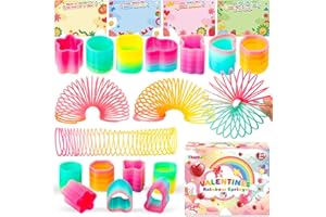 Thuodo 32 Pack Valentines Cards for Kids Classroom with Rainbow Coil Spring Stress Relieve Anxiety Toys, Valentines Day Gifts For Kids Boys Girls Game Prizes Party Favors Supplies