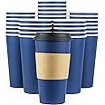 Glowcoast Disposable Coffee Cups With Lids - 20 oz To Go Coffee Cup (80 Pack). Large Travel Cups Hold Shape With Hot and Cold Drinks, No Leaks! Paper Cups with Insulated Sleeves Protect Fingers!