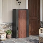 Merapi Large Parcel Drop Box for Outside &ndash; Fully Assembled Package Delivery Box with Rear Access &ndash; Weather-Resistant Galvanized Steel Locking Mailbox for Porch &amp; Curbside (Wood-Grain Steel)