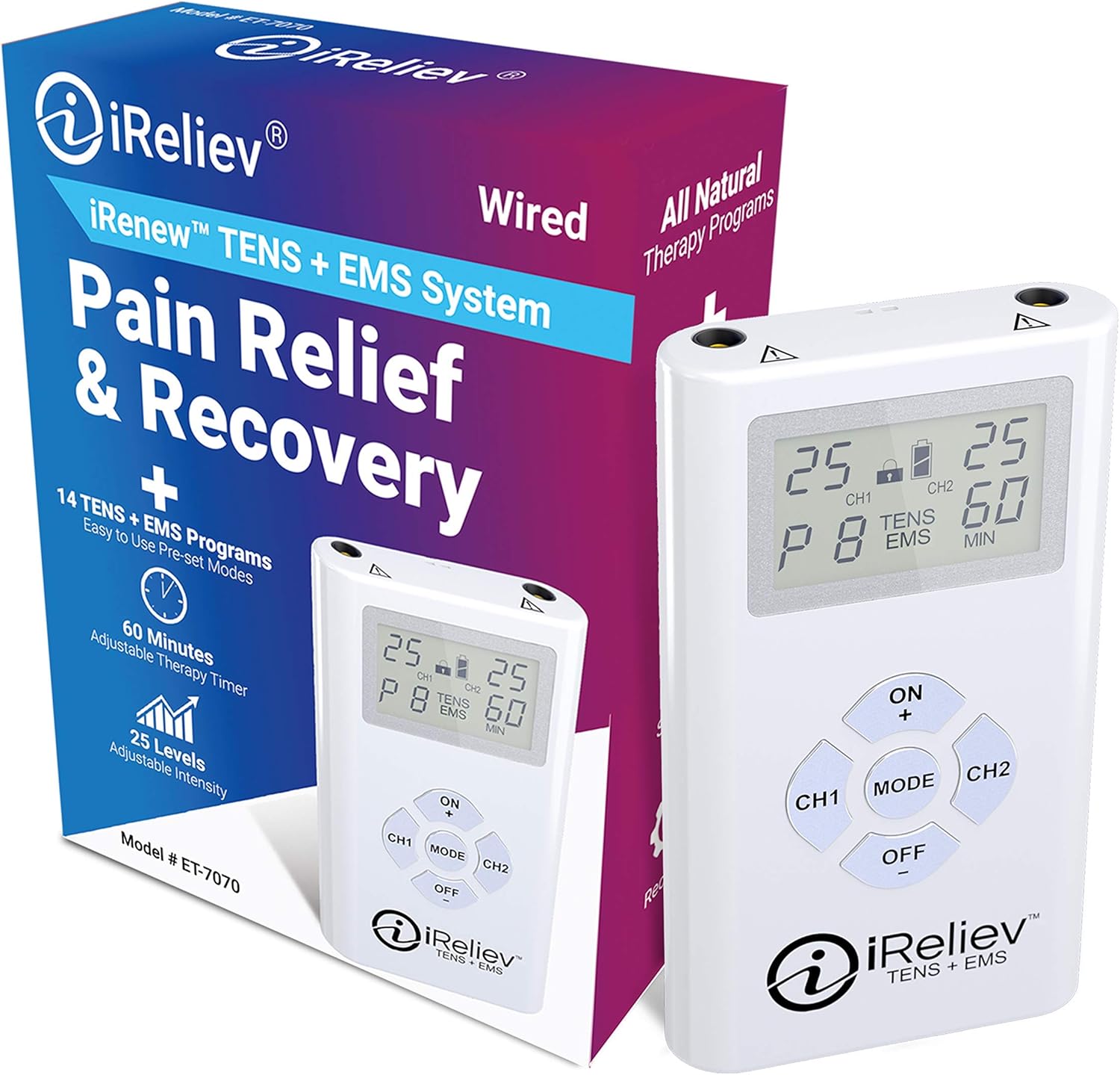 iReliev TENS + EMS Combination Unit Muscle Stimulator for Pain Relief & Arthritis & Muscle Strength - Treats Tired and Sore Muscles in Your Shoulders, Back, Ab's, Legs, Knee's and More: Health & Personal Care