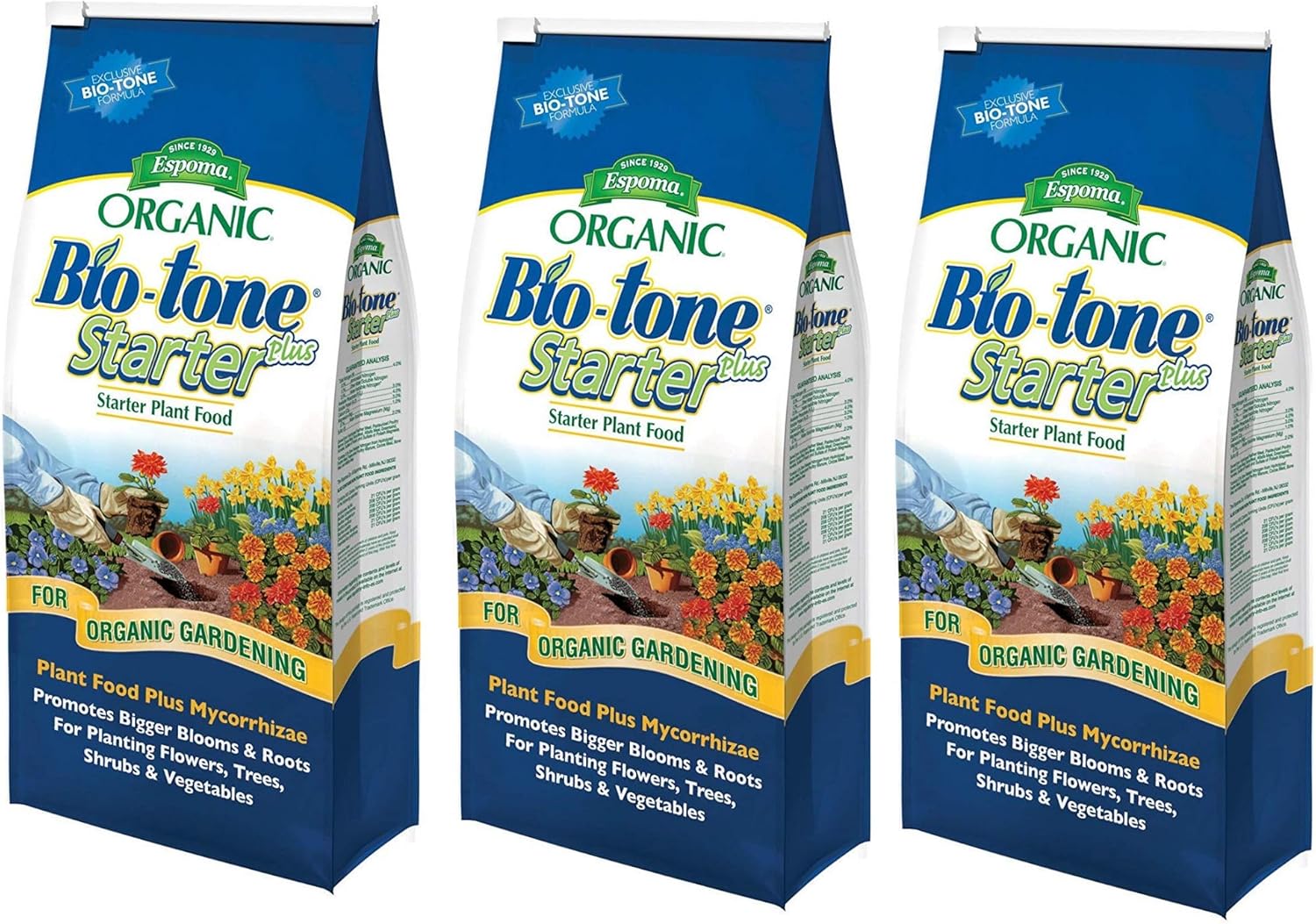 Espoma Organic Bio-Tone Starter Plus All Natural Plant Food - 4 lb Bag BTS4, 3 Pack