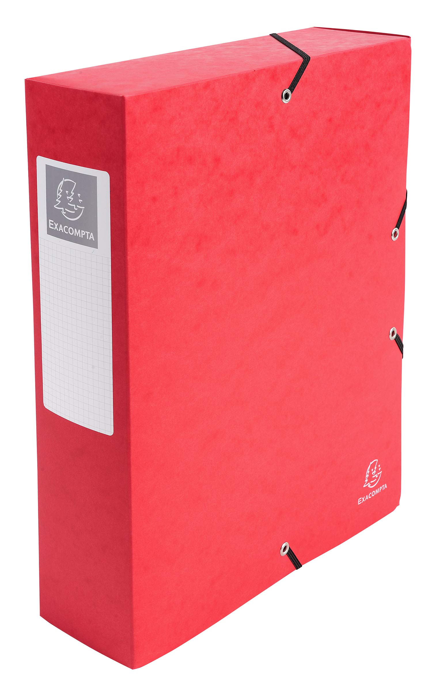 Exacompta - Ref 50835E - Pressboard Filing Box - 250 x 330mm in Size, Suitable for Holding A4 Documents, 8cm Spine, 600gsm Genuine Pressboard, Spine Label - Red