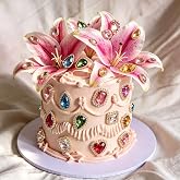 Lily Cake Topper with Gems Large Artificial Lily Cake Decorations | Vintage Gem Lily Cake Decoration Large Artificial Lily Cake Decoration For Party Supplies