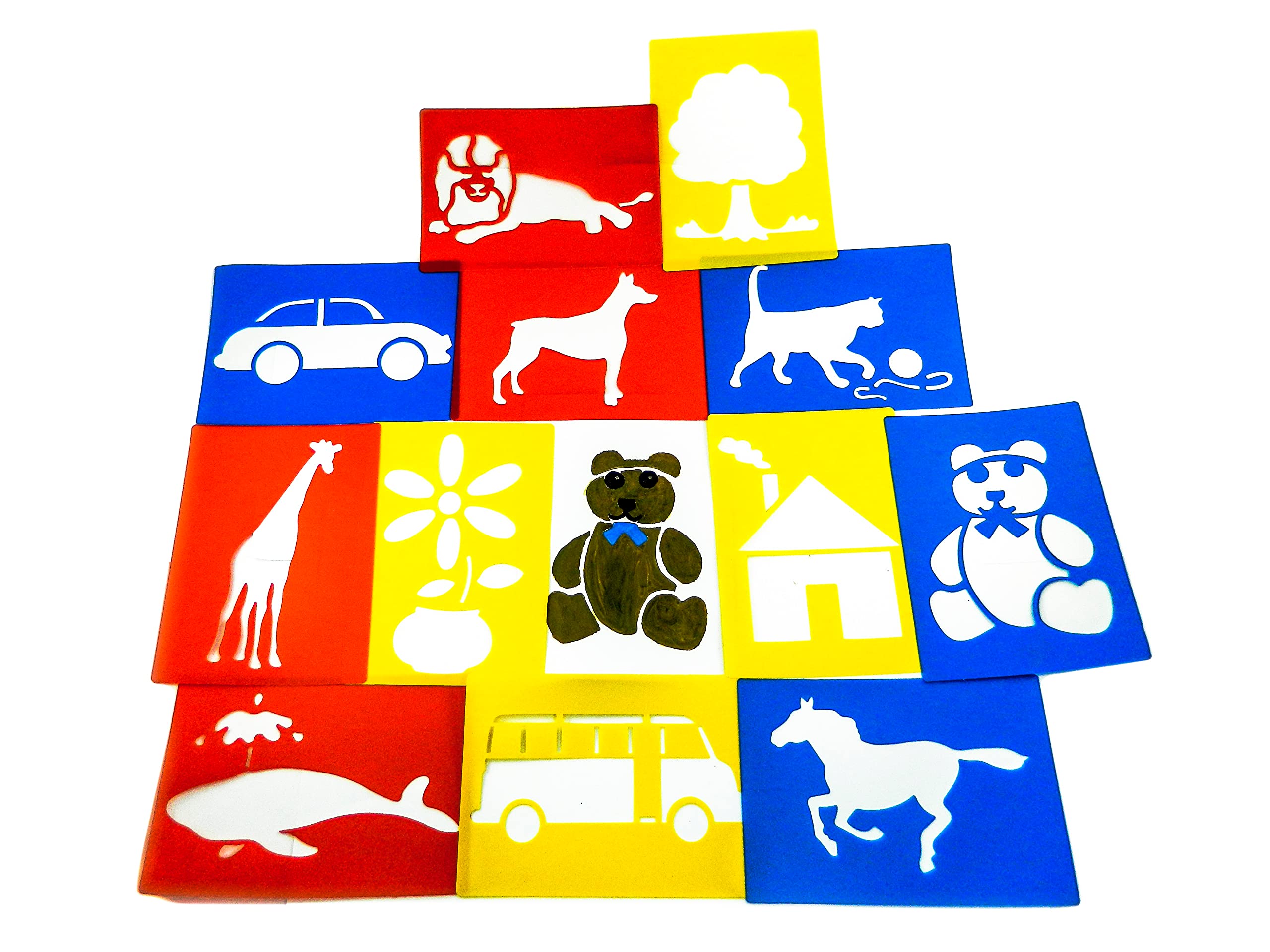 Washable Plastic Stencils | Assorted Pack of 12 | Giant Stencils