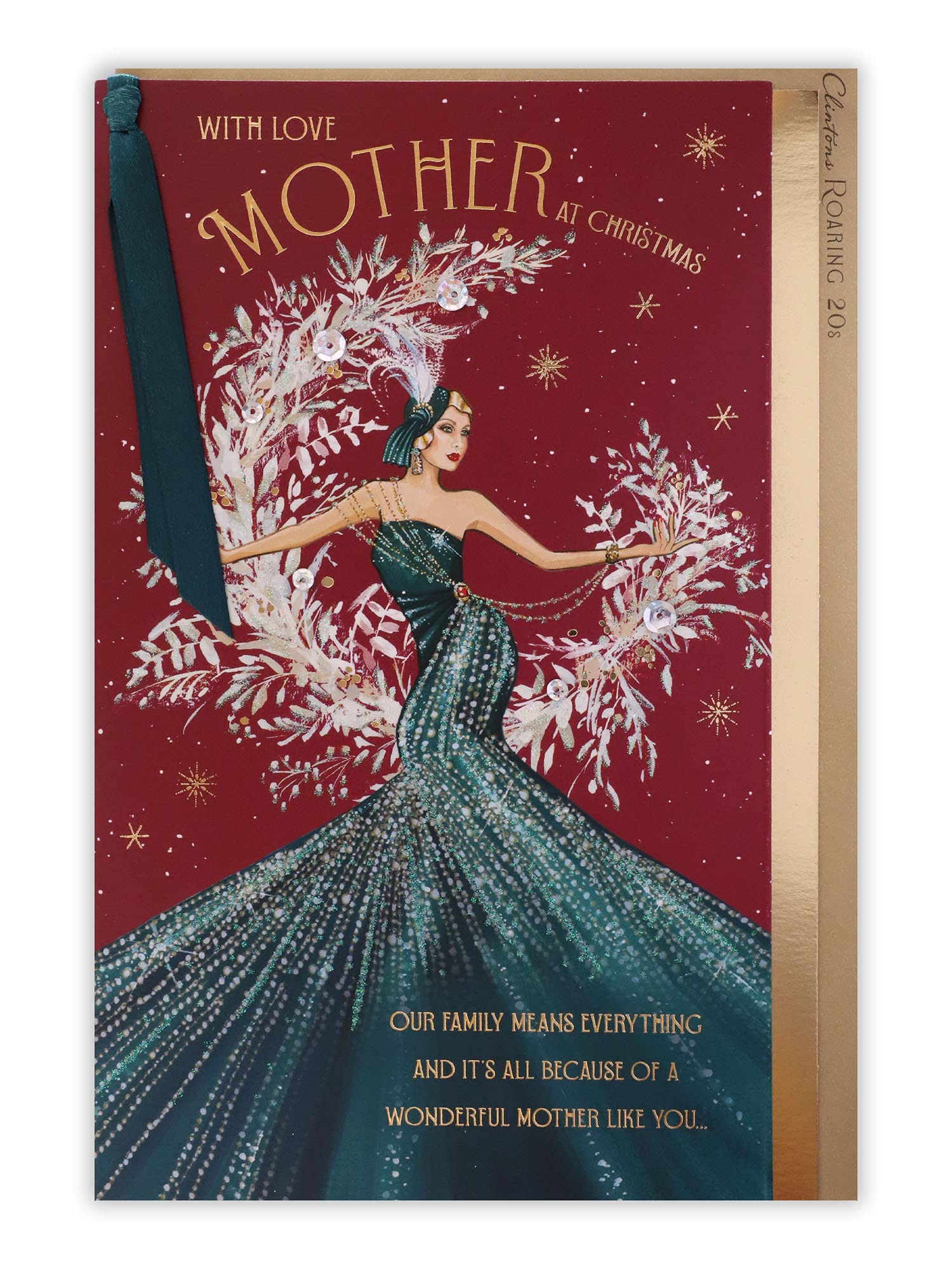 Clintons: Lady In Teal Dress Mother Christmas Card, Multi-Colour, 155 x 235, 1170853