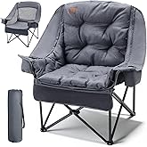 EVER ADVANCED XL Camping Chair with Detachable Cushion, Mesh Chair for Adults Foldable, Oversized Heavy Duty Folding Chair wi