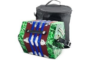 HAUKUIDT Buttons Accordion 20 Keys Concertina Musical Instruments Adjustable Hand Strad Accordion Musical Accessories With Carrying Bag (Green)
