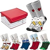Peanuts Snoopy Pack of 6 Socks for Women Teens, US Size 4-9, Soft, Crew Socks, Woodstock Funny, Cute, Novelty Gifts for Women