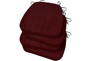 Basic Beyond Chair Cushions for Dining Chairs 4 Pack, D-Shaped Kitchen Chair Cushions with Ties Set of 4, 2.5" Thick Seat Cushions for Dining Room/Kitchen Chairs, 17" x 16", Burgundy