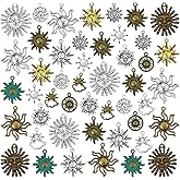 JIALEEY Celestial Sun Charms 42pcs Mixed Antique Gold Silver Bronze Colors Sun Smile Pendants DIY for Necklace Bracelet Jewelry Making