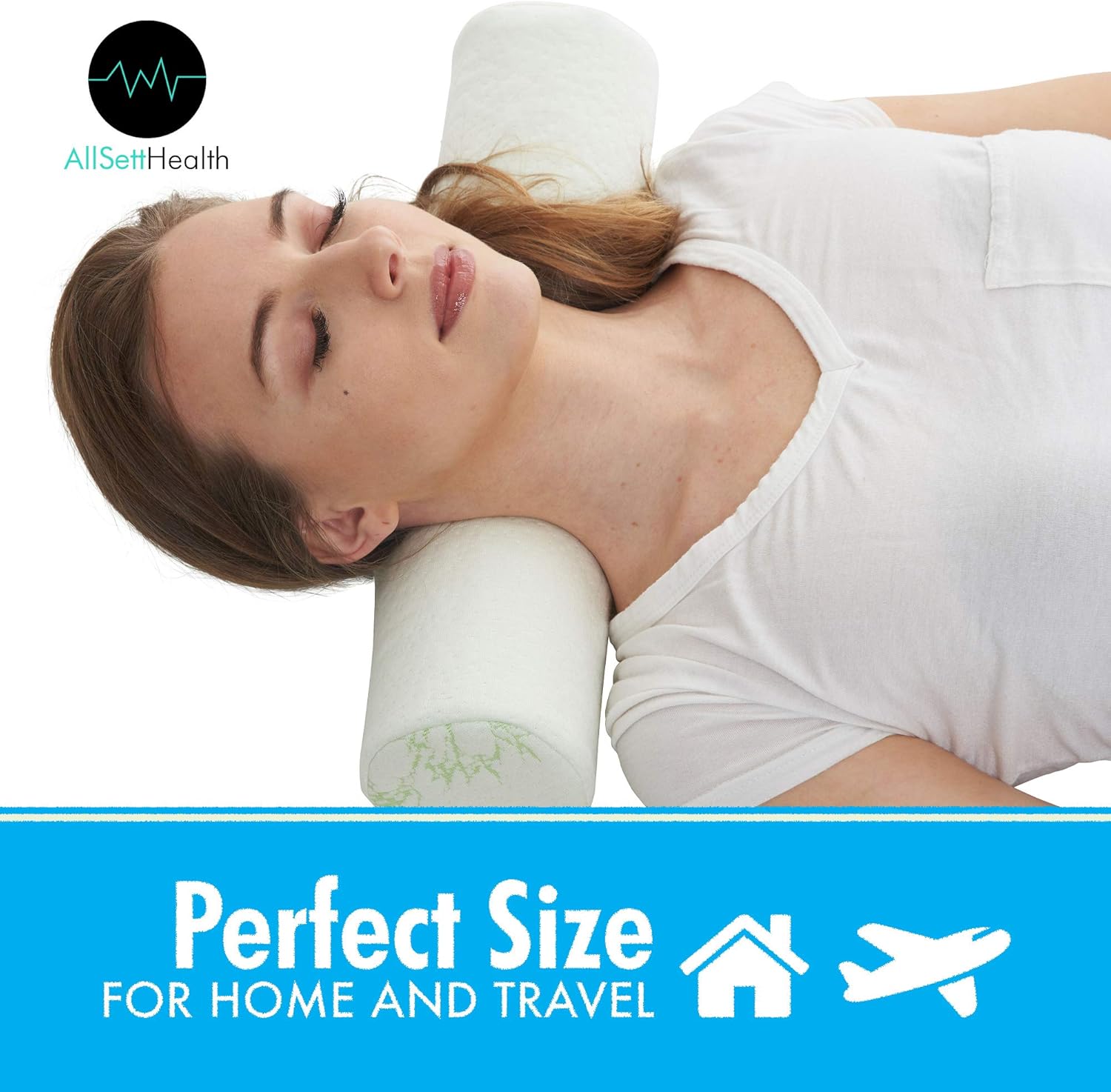 2 Pack Bamboo Cervical Neck Roll Memory Foam Pillow, Bolster Pillow, Round Neck Pillows Support for Sleeping | Bolster Pillow for Bed, Legs, Back and Yoga | 4 Inch Diameter x 17 Inches Long: Health & Personal Care