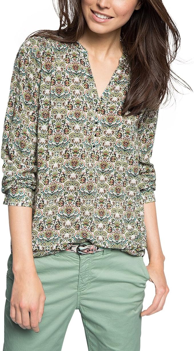 ESPRIT Damen Bluse mit Paisleymuster, Gr. 36, Mehrfarbig (LEAF GREEN 2