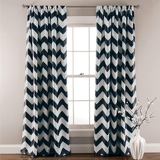 Amazon Com Lush Decor Black Chevron Blackout Curtains Window
