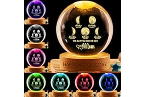 The Day You Became Our Mom Personalized Mothers Day Crystal Ball Night Light, Custom Name & Date Moon Phase Crystal Ball Led 