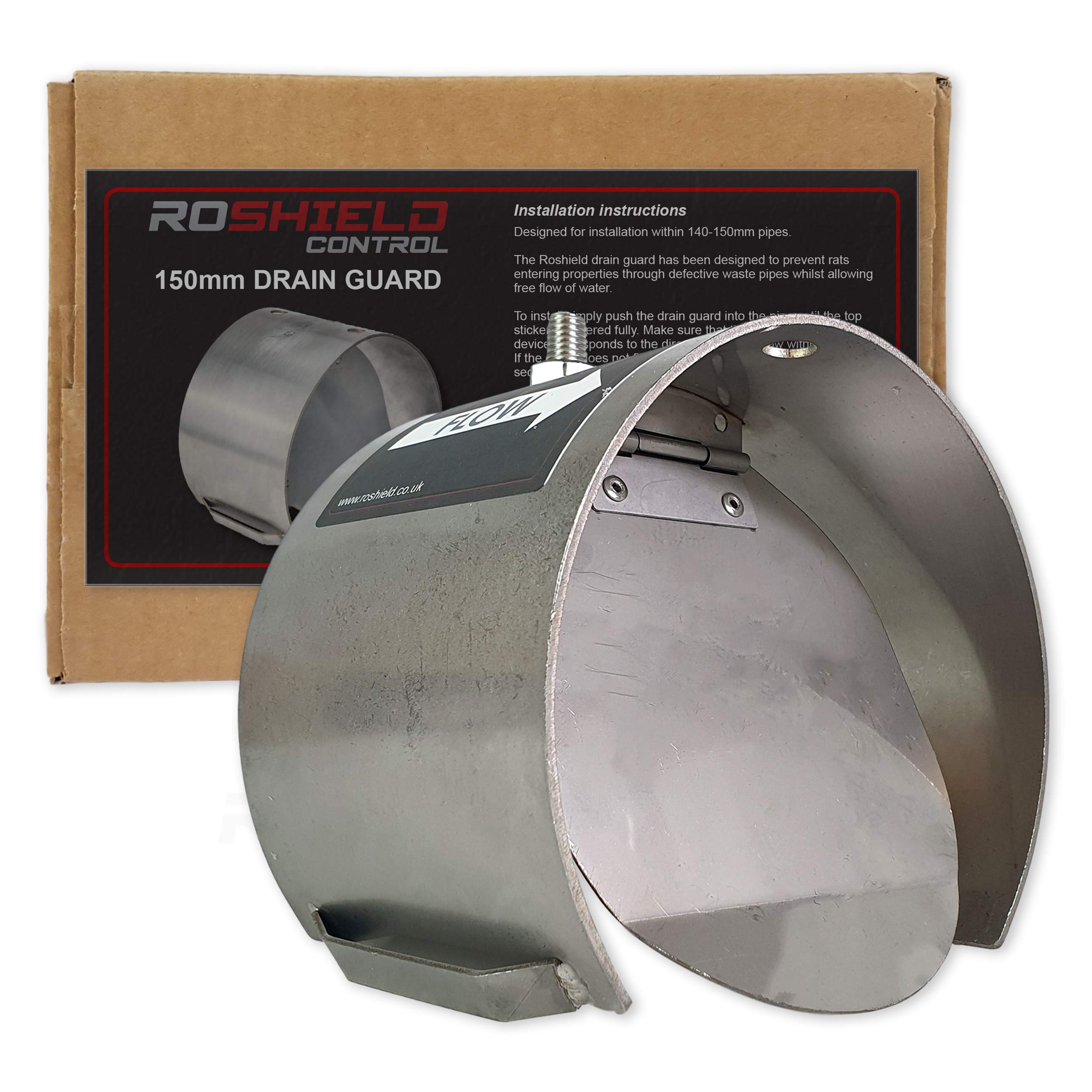 Roshield Rat Drain Guard | Stop Rats within Drainage & Properties | Rodent Flap Control & Prevention Proofing (Stainless Steel 6"/150mm)