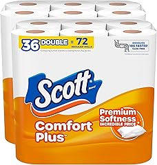 Scott ComfortPlus Toilet Paper, 36 Double Rolls, 231 Sheets per Roll, Septic-Safe, 1-Ply Toilet Tissue