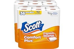 Scott ComfortPlus Toilet Paper, 36 Double Rolls, 231 Sheets per Roll, Septic-Safe, 1-Ply Toilet Tissue