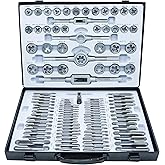 GMTOOLS 110PCS Tap and Die Set, Metric Size M2-M18 Standard Threading Tool with Adjustable Handles, Accessories and Storage C