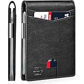 Zitahli Money Clip Wallets for Men,Slim Bifold Wallet 10-12 Cards, Mens Leather Wallet with ID Window,RFID Blocking Thin Minimalist Credit Card Holder,Gifts for Him