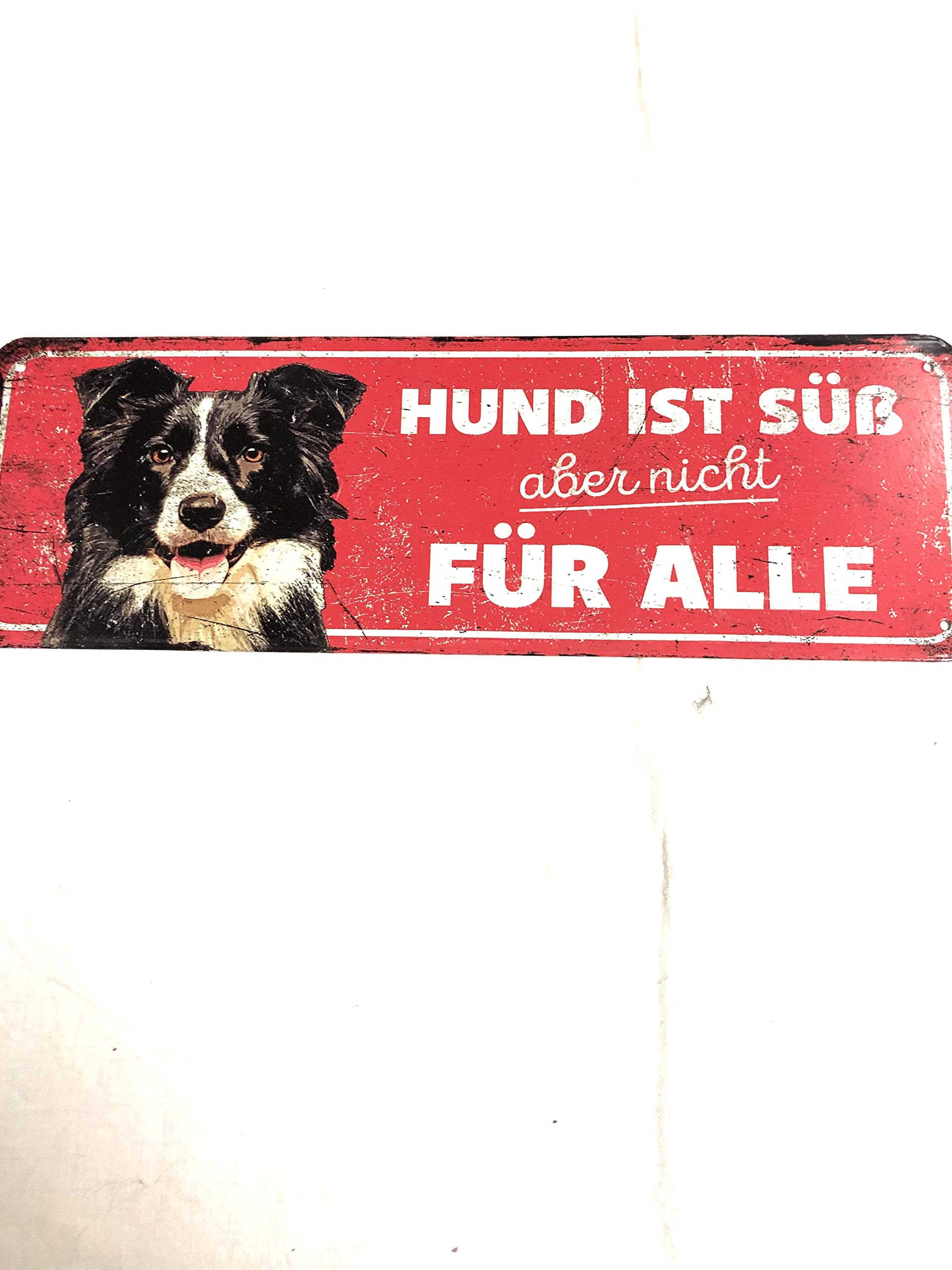 D&D Home, Collie Warning Sign 40 x 13 x 0.2 cm Red, Sign, Red, Dog