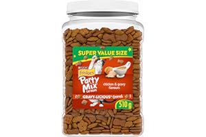 Friskies Party Mix Cat Treats, Gravy-Licious Crunch Chicken and Gravy - 510 g Cannister (3 Pack)