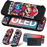 Besoar Cute Cartoon for Nintendo Switch OLED Case Anime Design - Kawaii Fun Funny Fashion Soft Slim Protective Dockable Joycon Shell Cover for Kids Boys Teens Girls for Switch OLED 2021, Black