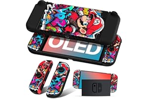 Besoar Cute Cartoon for Nintendo Switch OLED Case Anime Design - Kawaii Fun Funny Fashion Soft Slim Protective Dockable Joycon Shell Cover for Kids Boys Teens Girls for Switch OLED 2021, Black