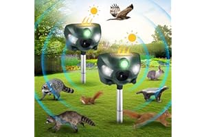 Jahy2Tech 2 Pack Solar Animal Repeller, 2024 Ultrasonic Animal Repellent Outdoor Waterproof with Motion Sensor & LED Strobe Light Raccoon Cat Repellent Animal Deterrent Deer Repellent Devices for Yard