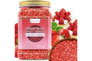 AMILUTUO Freeze Dried Strawberries Pieces, 7.05OZ/200G Freeze Dried Fruit, Frozen Strawberries, Dehydrated Strawberries, Freez-e Drie-d Snacks for Yogurt, Smoothies, Milkshakes, Cocktails, Cakes, Cookies, Bread