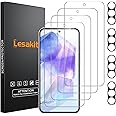Lesakit Samsung Galaxy A55 5G Screen Protector 4 Pack Tempered Glass with 4 Pack Camera Lens Protector, 9H Hardness Anti-Fingerprint Case Friendly Bubble Free