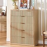 LEYAOYAO Fluted 6 Drawers Dresser for Bedroom, 42" Tall Modern Chest of Drawers with Metal Handle & Curved Profile Design,Woo
