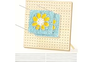 HAND U JOURNEY 9 Inch Premium Wooden Crochet Blocking Board - Complete Crochet Accessories Set with 12 Steel Pins - Ideal for