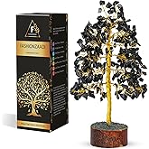 FASHIONZAADI Black Tourmaline Gemstone Tree - Feng Shui Money Bonsai Tree for Home Decor - Black Tourmaline Crystal Spiritual Gift - Good Energy Chakra Stone 10 Inch - Good Luck Stones and Crystals