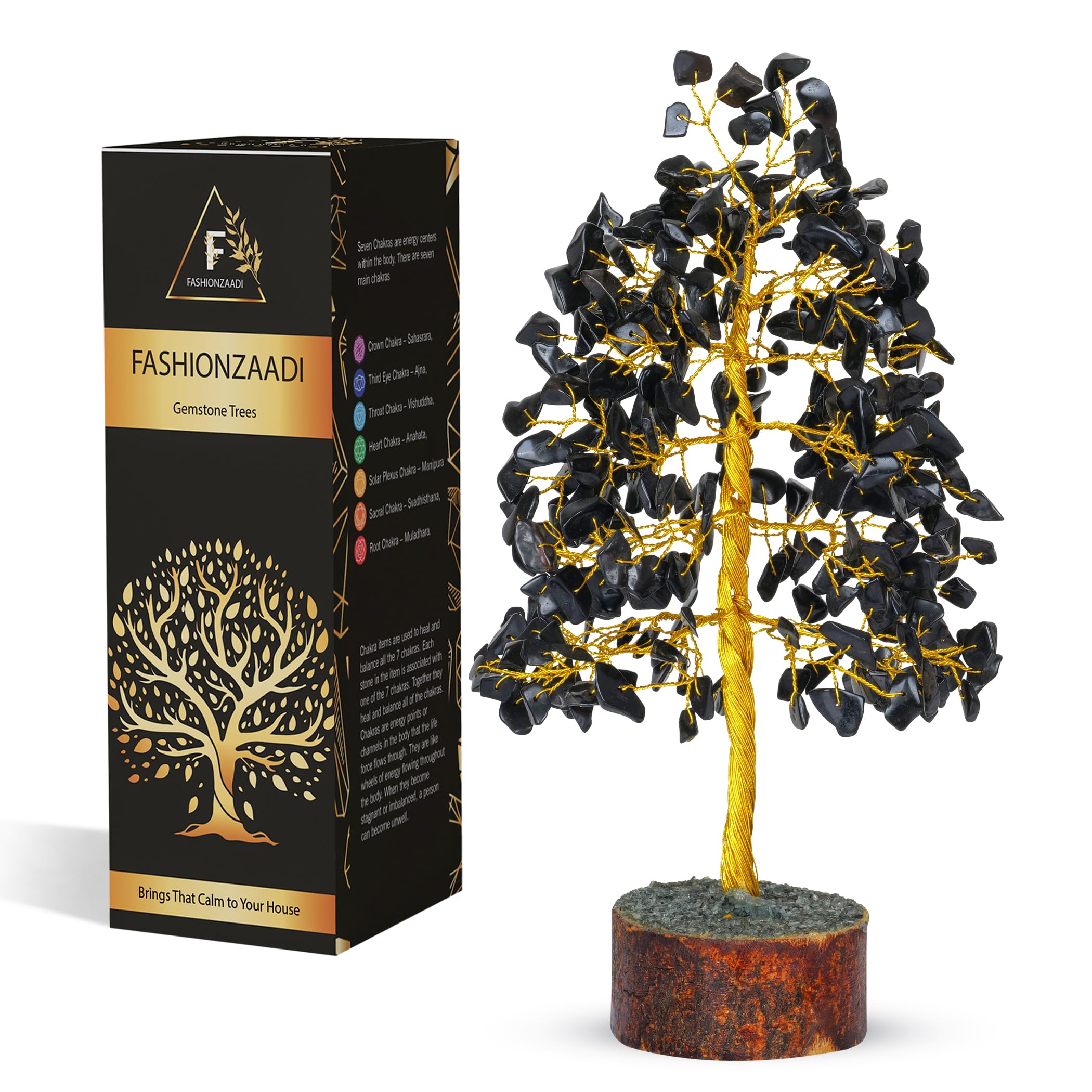 Black Tourmaline crystal tree, crystals and gemstones tree of life artificial bonsai crystal tree, decorative home accessories, house warming gifts new home, gifts for women birthday unique, 10 inch