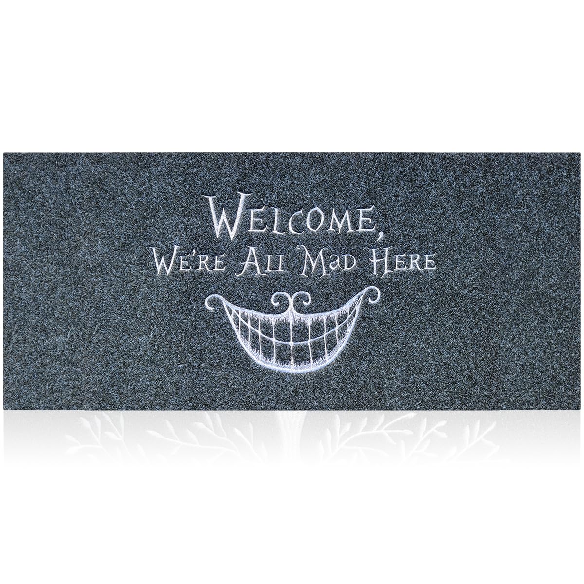 AOAOPQ Large Door Mat Outdoor Indoor Funny Welcome We're All Mad Here Doormats Front Doormat Non Slip Rugs for Entryway, Patio, High Traffic Areas 45x120 cm Grey