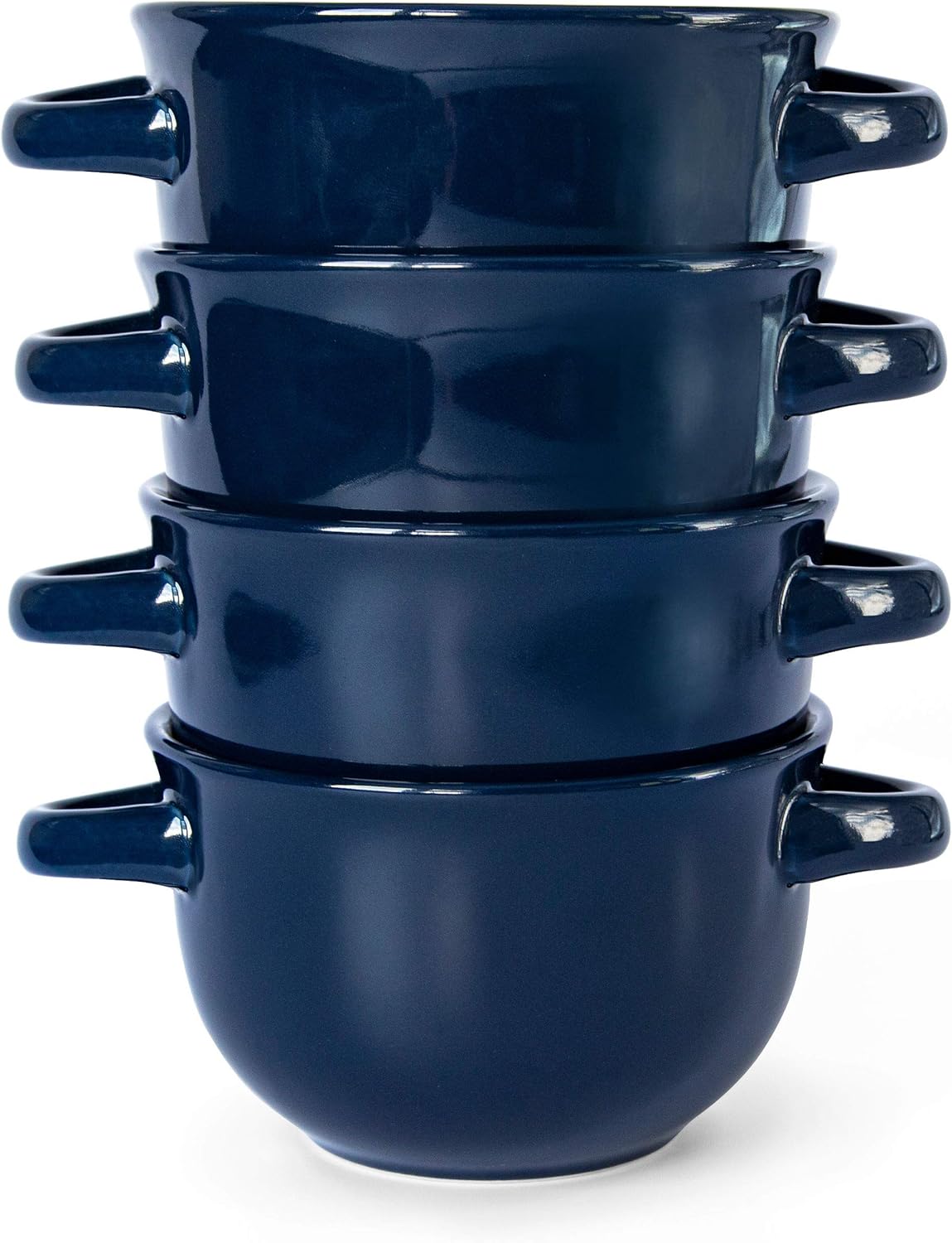  | Soup Crocks with Handles, Ceramic Make, Soup, Chilli, by KooK, Blue, Set of 4, 18 oz: Soup Bowls