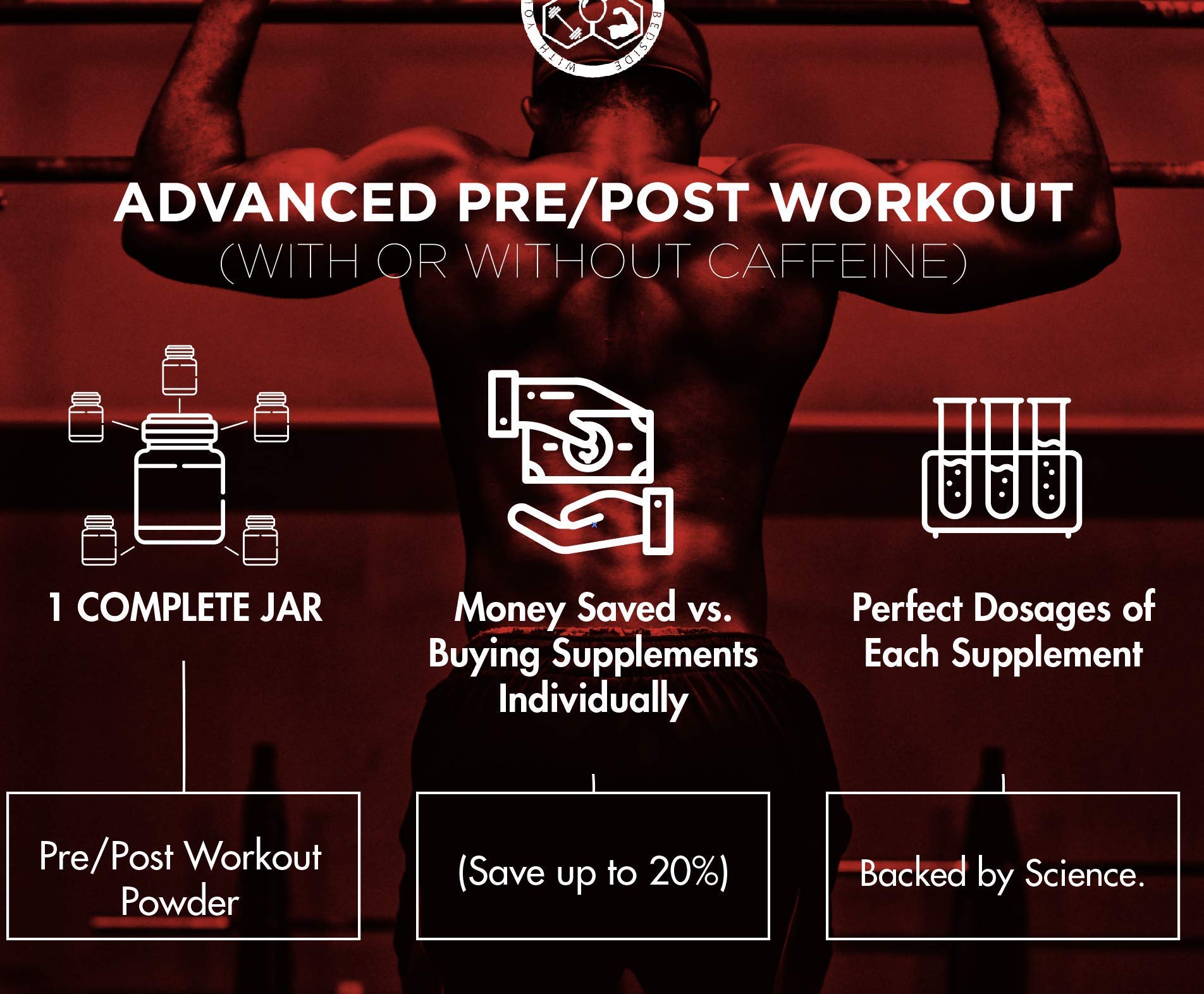 Barbell Medicine, PeriRx Post & PreWorkout Powder with Caffeine, BCAA