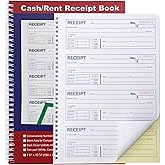 Money and Rent Receipt Book 2-Part Carbonless 7-5/8" x 11" Spiral Bound 200 Sets per Book 4 Receipts per Page(1pack)