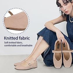 CELNEPHO Nude Flats for Women Square Toe Ballet